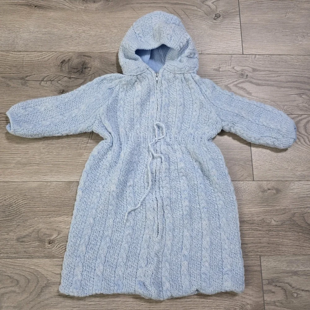 Vintage Knit One Piece Baby Marshall Field &‎ Company Blue Acrylic READ